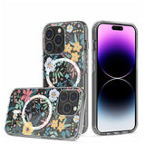 HR Premium Beautiful Floral Shockproof Transparent Hybrid Case Design For iPhone 13 / 14 - C