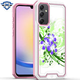 Metkase Premium Rank Design Fused Hybrid Case In Slide-Out Package For Samsung A25 5G - Green Floral