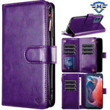 Metkase Luxury Wallet Card ID Zipper Money Holder In Slide-Out Package For Samsung A35 5G - Dark Purple