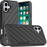 HR Premium Noble Lined Shockproof Dual Layer Hybrid Case For iPhone 16 Plus 6.7 Inch - Black/Black