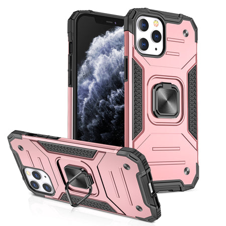 Premium Robust Magnetic Kickstand Hybrid Case Cover For iPhone 15 - Rose Gold