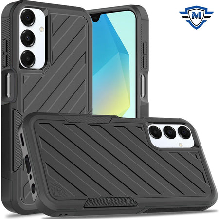 Metkase Noble Lined Shockproof Dual Layer Hybrid Case For Samsung A16 5G - Black/Black