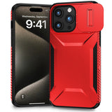 HR Premium Ultimate U Design Hybrid Case With Camera Window Covering For iPhone 16 6.1 Inch - Red