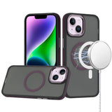 HR Premium Royal Magnetic Ring Skin Touch Lip Hybrid Case For iPhone 13 / 14 - Purple