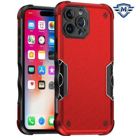 Metkase Exquisite Tough Shockproof Hybrid Case Cover In Slide-Out Package For iPhone 16 Pro 6.3 Inch - Red