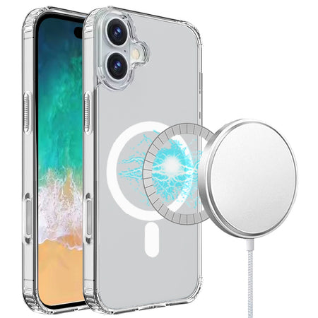 HR Premium True Transparent [Magnetic Circle] Shockproof Hybrid Case For iPhone 16 Plus 6.7 Inch - Clear