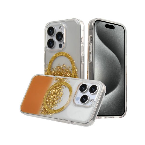 Metkase Glitter Transparent [Magnetic Circle] Shockproof Hybrid Case For Iphone 11 (Xi6.1) - Orange