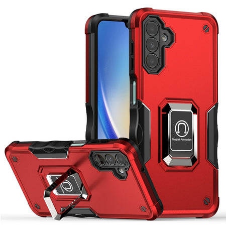 Premium Optimum Magnetic Ring Stand Hybrid Case For Samsung A15 5G - Red