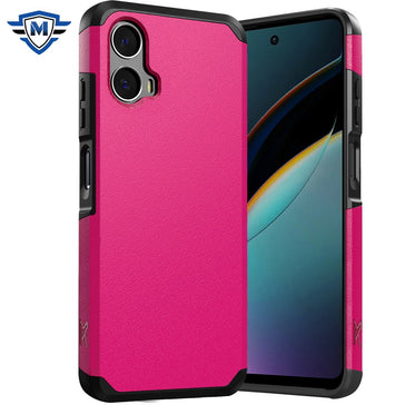 Metkase Tough Strong Shockproof Hybrid Case In Slide-Out Package For Motorola Moto G 5G 2024 (Original Series) - Hot Pink