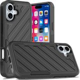 HR Premium Noble Lined Shockproof Dual Layer Hybrid Case For iPhone 16 6.1 Inch - Black/Black