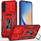 Premium Utter Tough Metal Ring Movable Camera Window Hybrid Case For Samsung A15 5G - Red