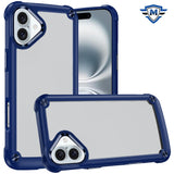 Metkase Ultimate Casex Transparent Hybrid Case With Metal Buttons And Camera Edges In Slide-Out Package For iPhone 16 6.1 Inch - Blue