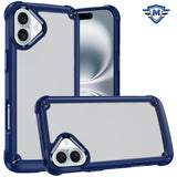 Metkase Ultimate Casex Transparent Hybrid Case With Metal Buttons And Camera Edges In Slide-Out Package For iPhone 16 Plus 6.7 Inch - Blue