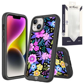 Metkase Premium Exotic Design Hybrid Case In Slide-Out Package For iPhone 13 / iPhone 14 6.1" - Colorful Flower Arrangement