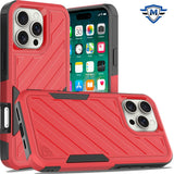 Metkase Noble Lined Shockproof Dual Layer Hybrid Case In Slide-Out Package For iPhone 16 Pro Max 6.9 Inch - Red/Black