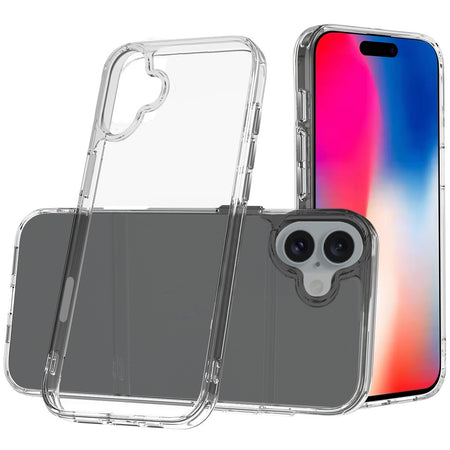 HR Premium Pure Crystal Transparent Thick 2.0Mm Shockproof Chromed Buttons Case Cover For iPhone 16 6.1 Inch - Clear