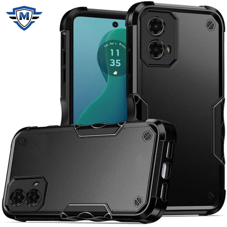 Metkase Exquisite Tough Shockproof Hybrid Case In Slide-Out Package For Motorola Moto G 5G 2024 - Black/Black