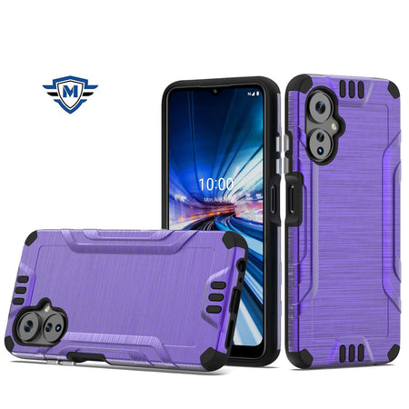 Metkase Strong Tough Metallic Design Hybrid Case In Slide-Out Package For Celero 3 - Dark Purple