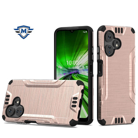 Metkase Strong Tough Metallic Design Hybrid Case In Slide-Out Package For Celero 3 Plus - Rose Gold