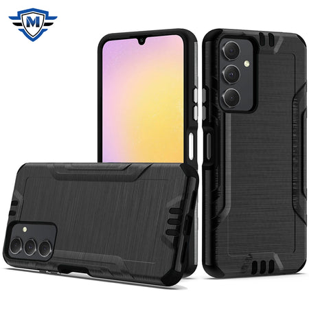 Metkase Strong Tough Metallic Design Hybrid In Premium Slide-Out Package For Samsung A25 5G - Black