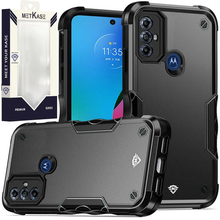 Metkase Exquisite Tough Shockproof Hybrid In Slide-Out Package For Moto G Play (2023) - Black/Black