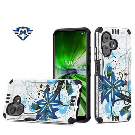 Metkase Strong Tough Metallic Design Hybrid In Slide-Out Package For Celero 3 Plus - Blue Floral