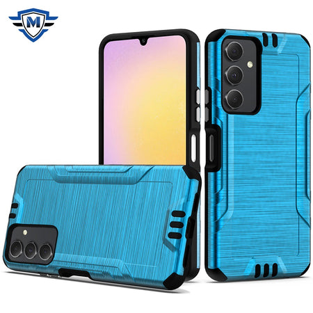 Metkase Strong Tough Metallic Design Hybrid In Premium Slide-Out Package For Samsung A25 5G - Dark Blue