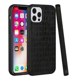 Leather Case For iPhone 11 - Black - Hard PU Leather Croc Design Wild Flag