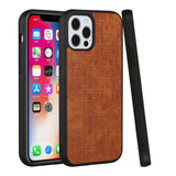 Leather Design Case For iPhone 11 - Tan - Hard PU Leather Croc Design Wild Flag