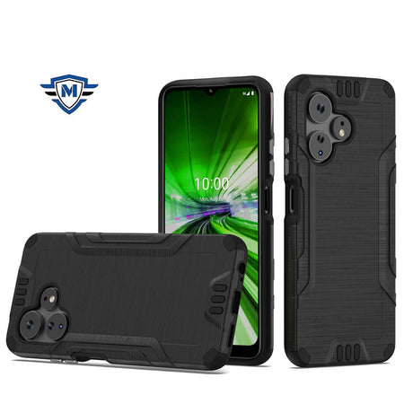 Metkase Strong Tough Metallic Design Hybrid Case In Slide-Out Package For Celero 3 Plus - Black