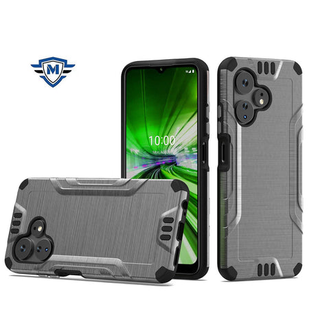 Metkase Strong Tough Metallic Design Hybrid Case In Slide-Out Package For Celero 3 Plus - Grey