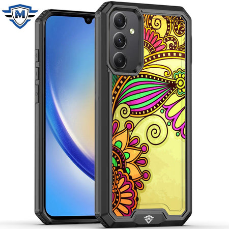 Metkase Premium Rank Design Fused Hybrid Case In Slide-Out Package For Samsung A15 5G - Antique Flower