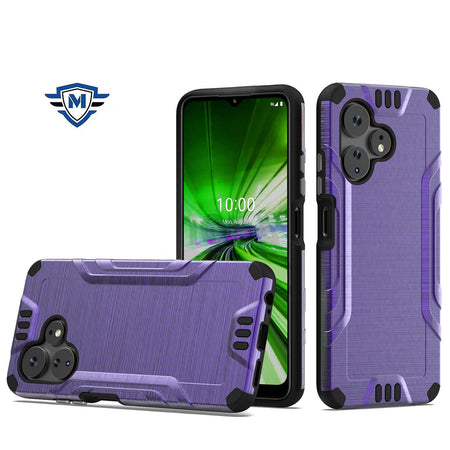 Metkase Strong Tough Metallic Design Hybrid Case In Slide-Out Package For Celero 3 Plus - Dark Purple