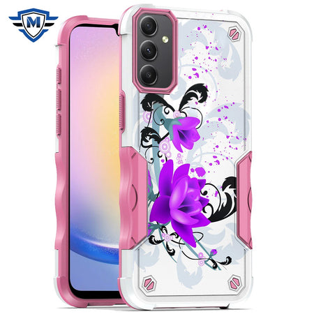 Metkase Premium Exquisite Design Hybrid In Slide-Out Package For Samsung A25 5G - Rose Pink Floral