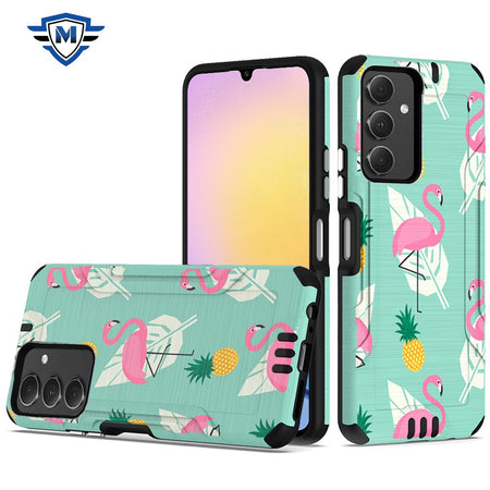 Metkase Strong Tough Metallic Design Hybrid Case In Premium Slide-Out Package For Samsung A25 5G - Flamingo