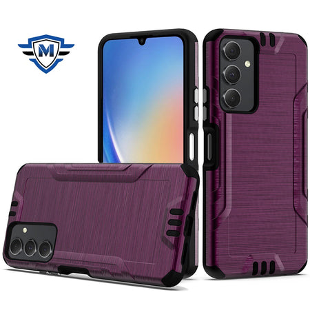 Metkase Strong Tough Metallic Design Hybrid In Premium Slide-Out Package For Samsung A15 5G - Dark Purple