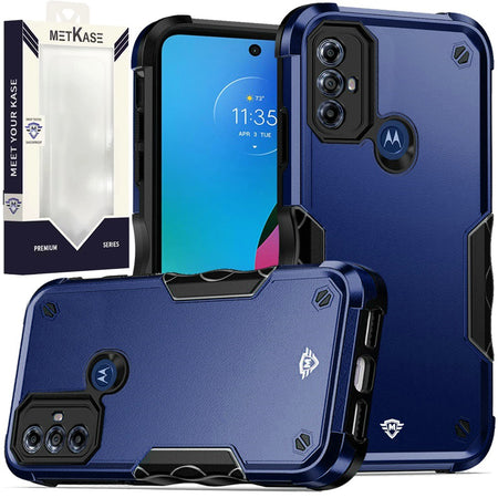 Metkase Exquisite Tough Shockproof Hybrid In Slide-Out Package For Moto G Play (2023) - Dark Blue/Black